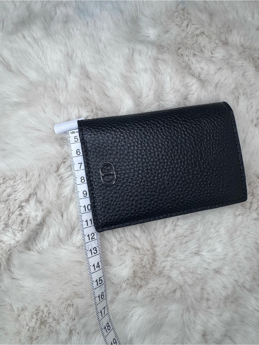 Dior Black Pebbled Leather Bifold Card Wallet with Silver CD ‼️No Box‼️